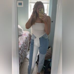 PacSun Blue and White Colorblock Jeans